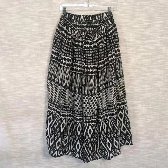Vintage 90s Artistic Ikat Print Midi Flowy Gauze Boho Hippie Skirt Just Class - Picture 5 of 5